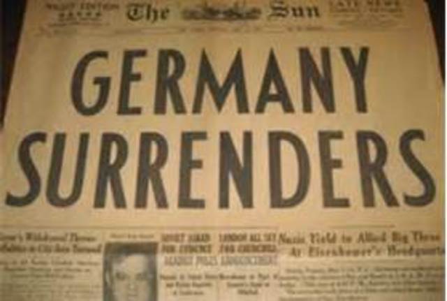Allied forces advance on Berlin, Germany surrenders