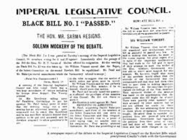 The British passed the Rowaltt Acts.