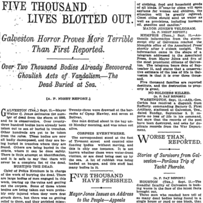 Timeline: Galveston Hurricane of 1900