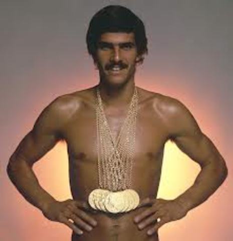 Mark Spitz Wins 7 Gold Medals at Olympics in Munich, West Germany