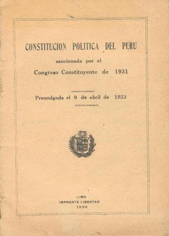 CONSTITUCIÓN POLÍTICA DEL PERÚ DE 1933