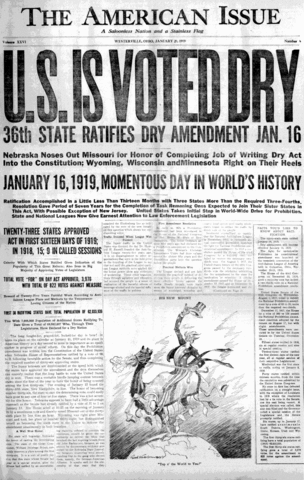 THe 18th Amendment is ratified