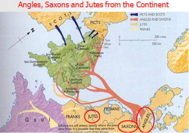 Old English - Germanic Tribes: Anglo Saxons and Jutes 450