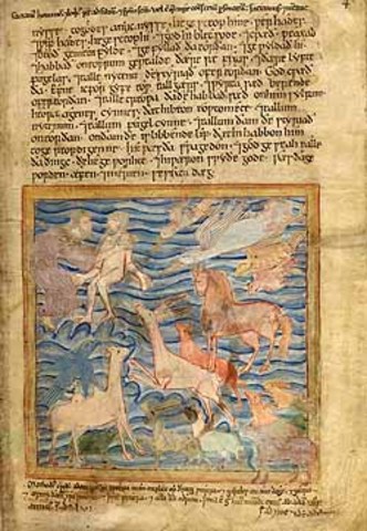 The earliest manuscript records of Old English.