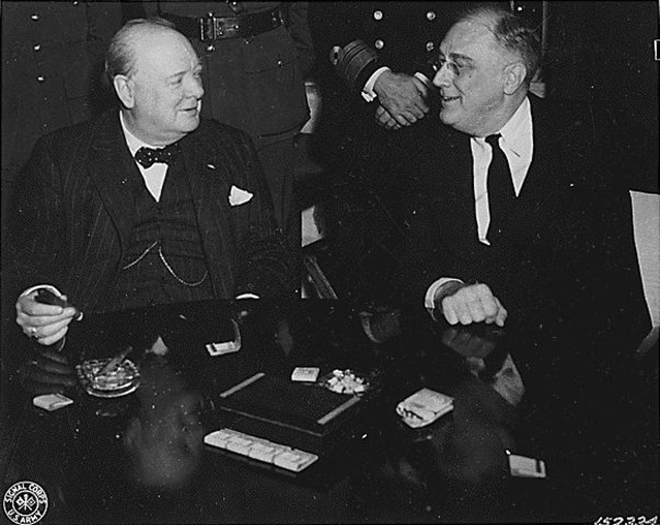 Churchill and Roosevelt hold a conference at Casablanca, Morrocco