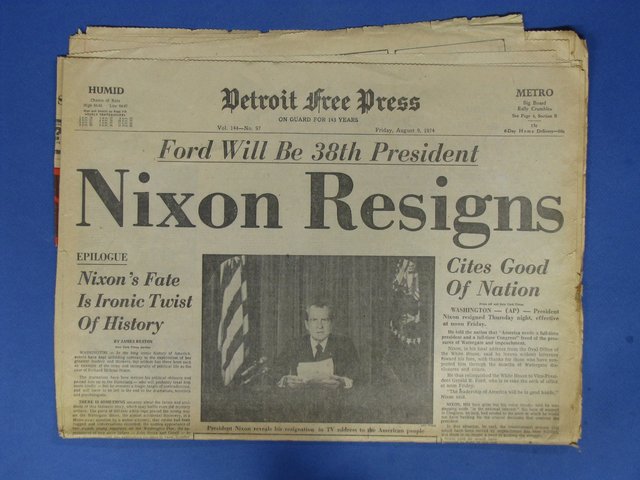 President Richard Nixon resigns