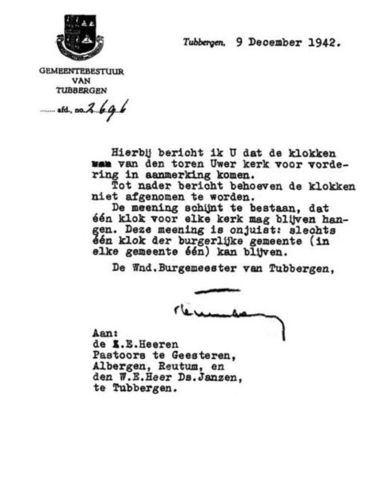 Kennisgeving inname kerkklokken