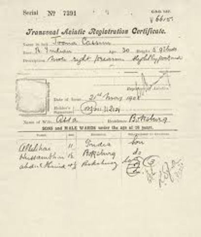 Denial to Follow the Transvaal Asiatic Registration Act