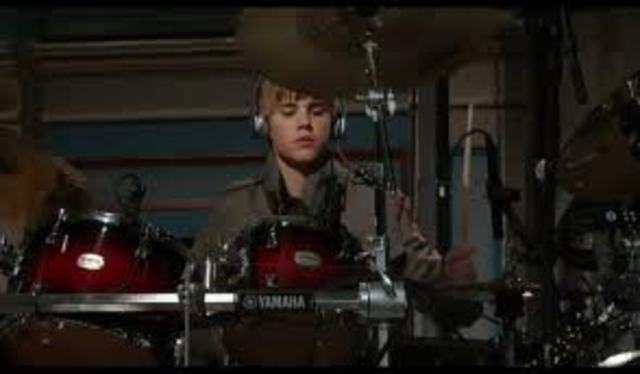 justin bieber recieves his first drum set