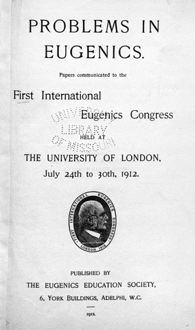 The first International Eugenics Conference takes place