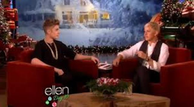 Justin appears on Ellen1