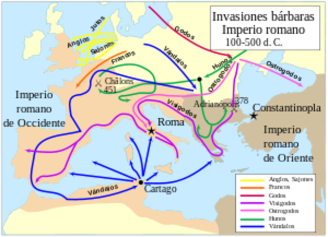 Invasiones de los anglosajones y los jutos contra Inglaterra.