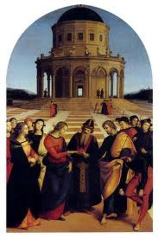 The marriage of the virgin is painted
