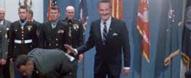 Forrest receives Medal of Honor and meets President Lyndon B. Johnson