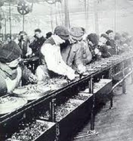 Henry Ford impliments the production line