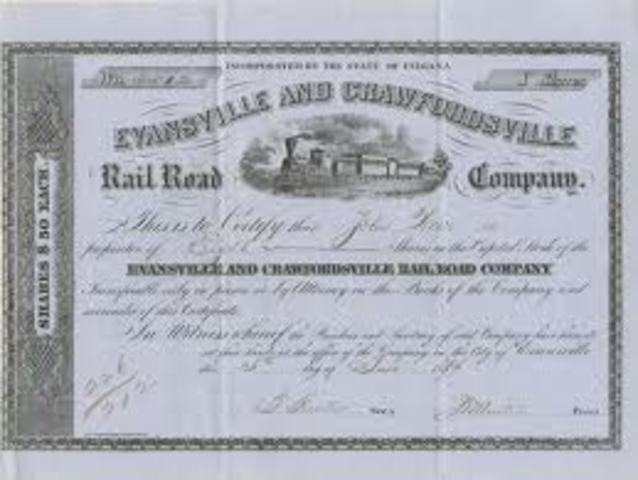Evansville's first railroad was opened (Evansville and Crawfordsville Railroad).