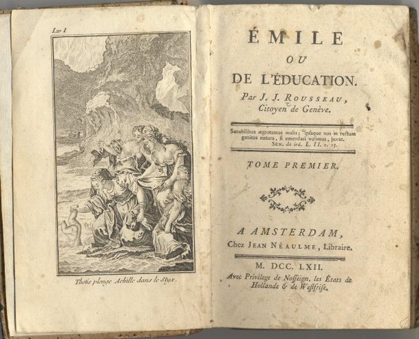 Rousseau published The Social Contract, Emile.