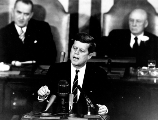 JFK challenges U.S. to go to the moon