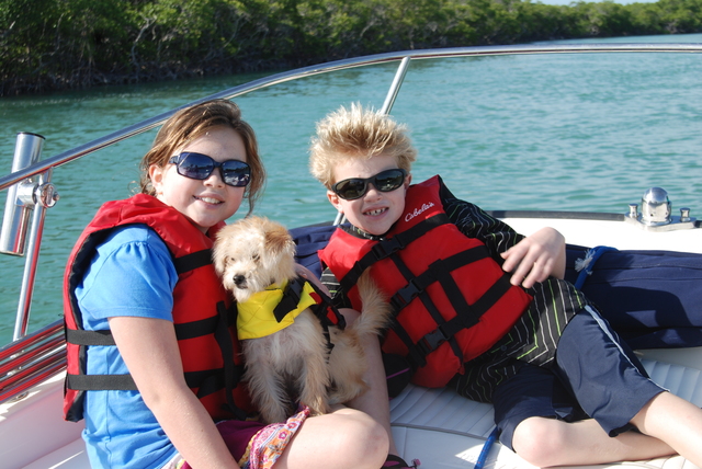 Got Maizy and brought her on her first boat ride