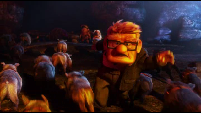 Carl chooses to save his house over Kevin.