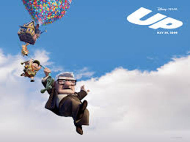 Carl uses balloons to fly his house to Paradise Falls