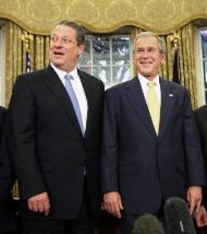 George W. Bush wins presidency over Albert Gore