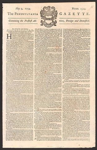 Benjamin Franklin Publishes The Pennsylvania Gazette