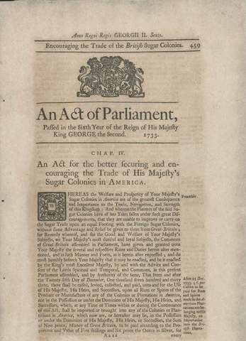 Molasses Act Passed by the British Parliament