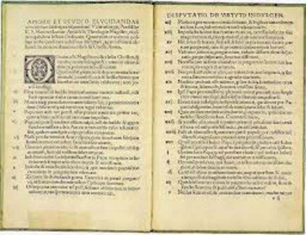 Martin Luther posts 95 theses.