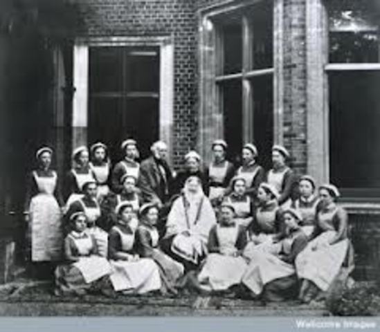 England entered the crimean war and Florence led a group of nurse's to Scutari,Turkey, to care for the sicks and injured English soliders.