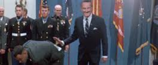 Forrest receives Medal of Honor and meets President Lyndon B. Johnson