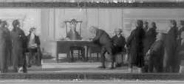 Ben. signs the Decleration of Independence