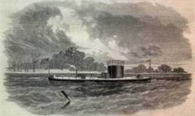 Merrimac sinks wooden ships