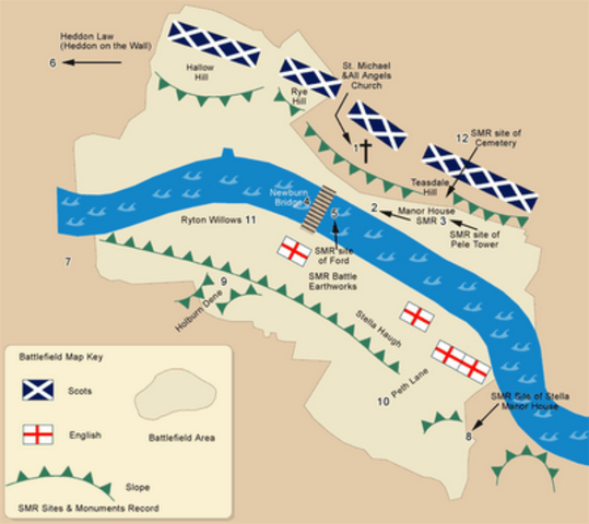 The Scots defeat the English army at the battle of Newburn