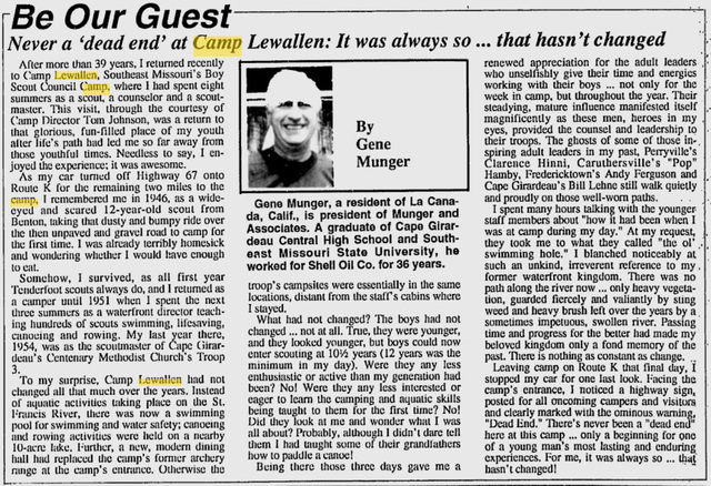 Be Our Guest at Camp Lewallen