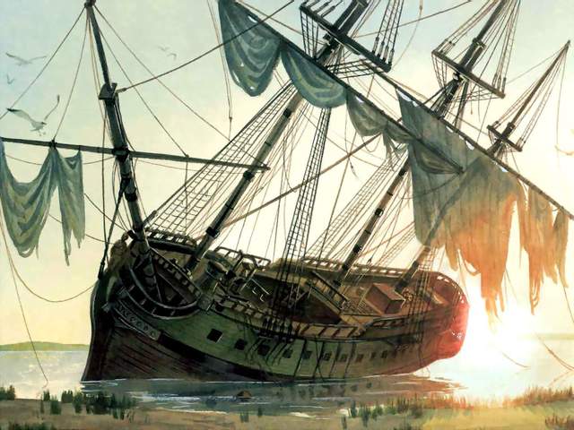 Oliver's ship, Revenge, sinks off the coast of Southern New England