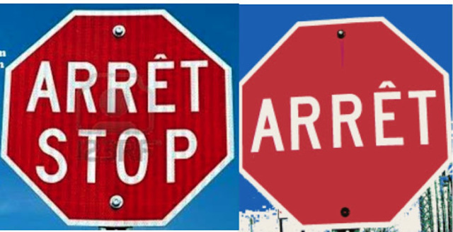 Bilingual signs in Quebec