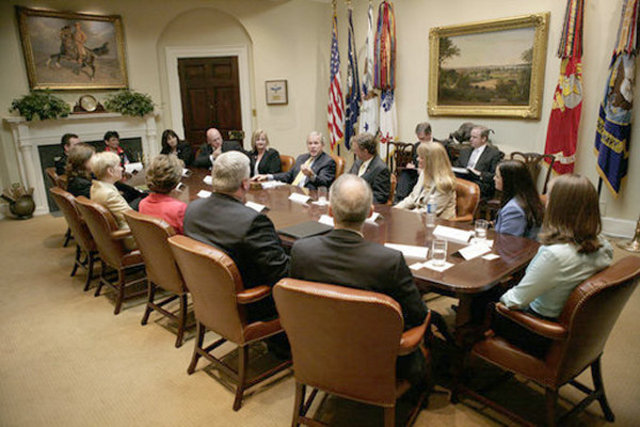 President Bush meets with officials