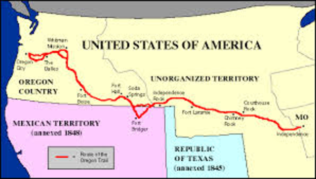 Oregon Trail becomes popular for migrating settlers