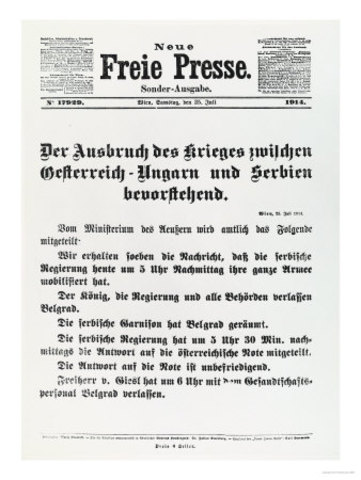 L'Autriche-Hongrie déclare la guerre à la Serbie.