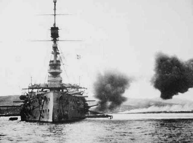 First allied Naval attack begins at the Dardanelles