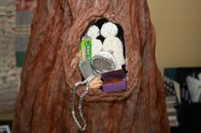 Boo leaves two pieces of gum in the tree