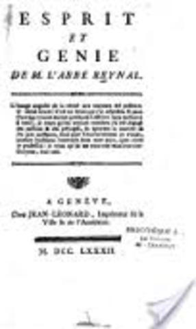 Parution des extraits de l'œuvre sous le titre Esprit et génie de M. l’abbé Raynal.