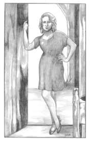 Curley's wife comes by the bunk house