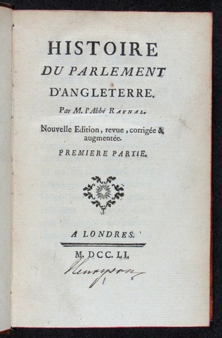 Publication de l'Histoire du Parlement d'Angleterre
