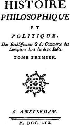 Publication de la première édition de l'Histoire des deux Indes