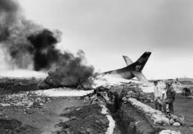 American aircraft burn on the ground at Bien Hoa