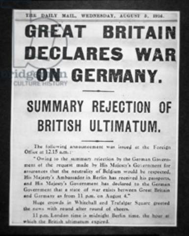 Britain declare war with Germany