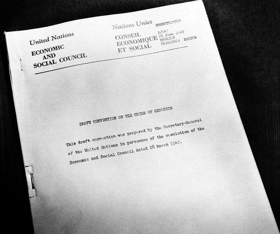 US signs the Genocide Convention