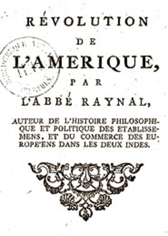 Parution de Révolution d'Amérique, extrait de l'Histoire des deux Indes